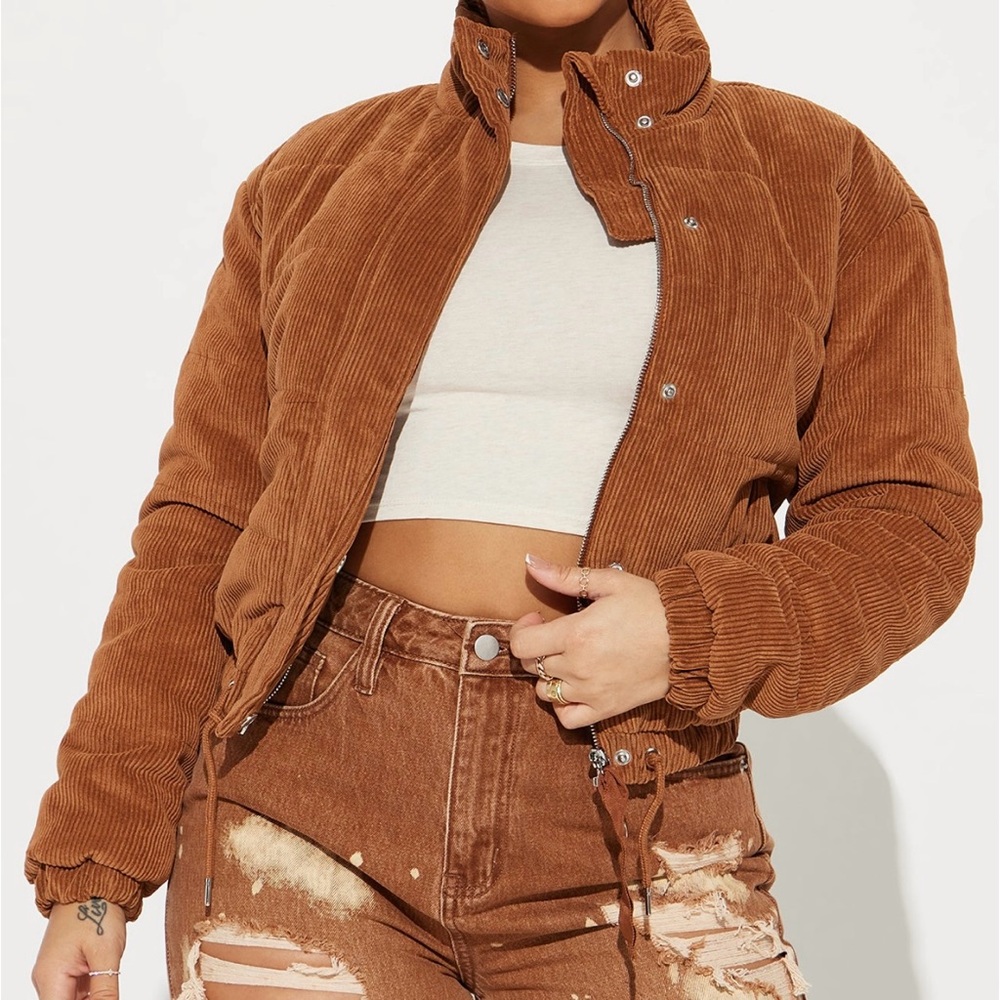 Fashion Nova Cover Your Tracks Puffer Jacket Sz. L - Camel